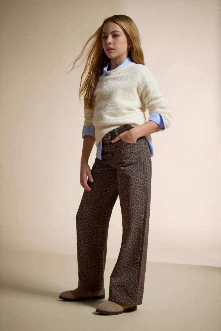 Kız Çocuk Bisiklet Yaka Yumuşak Dokulu Triko Kazak