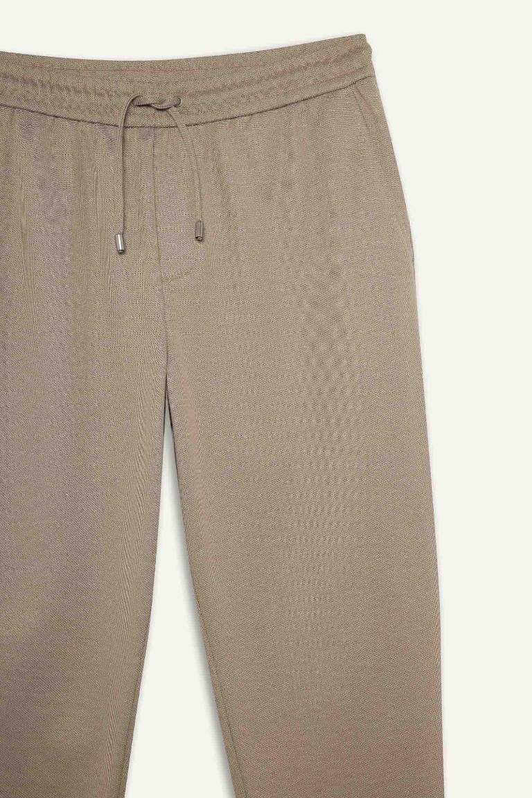 Jogger Fit Beli Bağcıklı Lastikli Esnek Kumaş Cepli Duble Paça Pantolon
