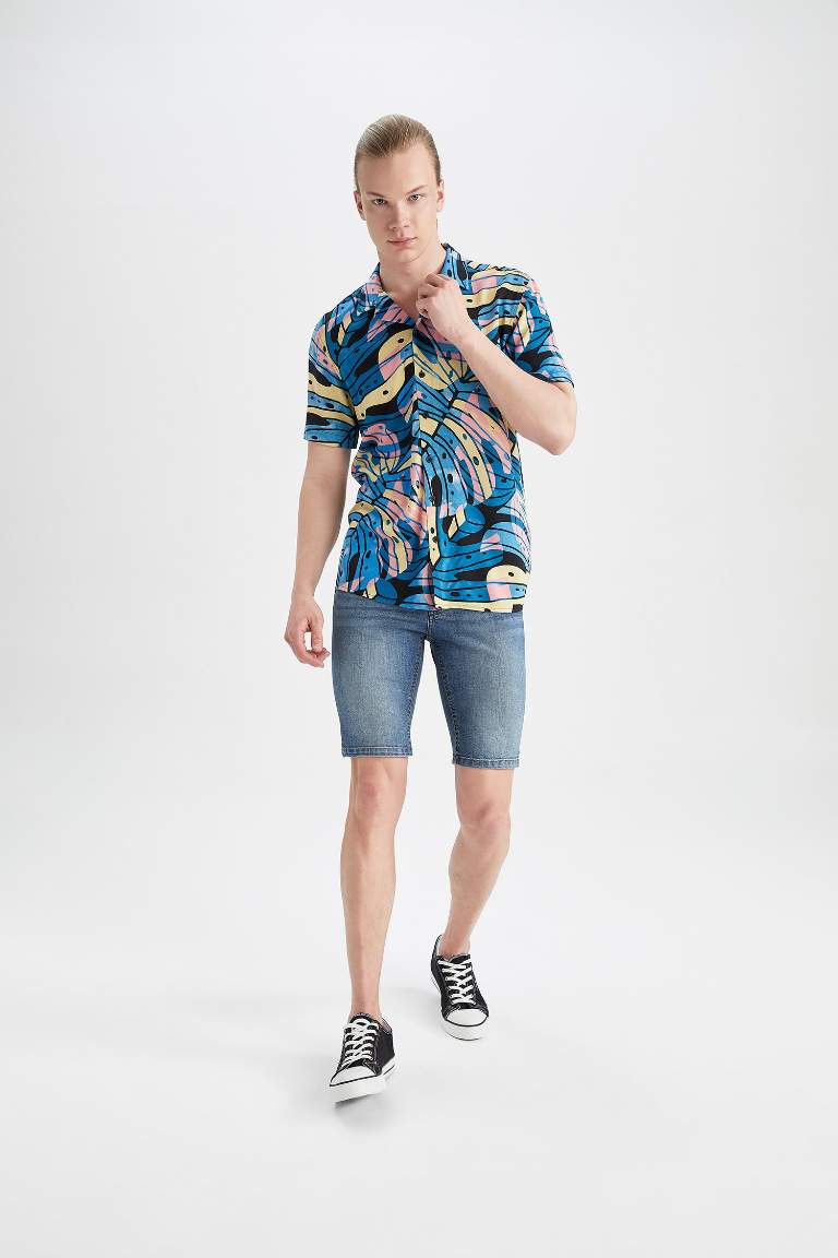 Coool Regular Fit Printed Viscose Short Sleeve Hawaiian Shirt