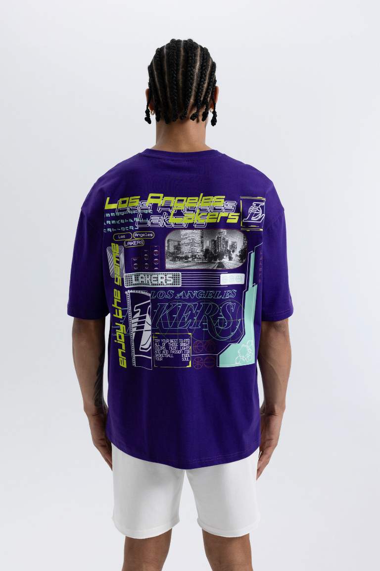 T-shirt Oversize NBA Los Angeles Lakers à col rond et manches courtes de DeFacto Fit