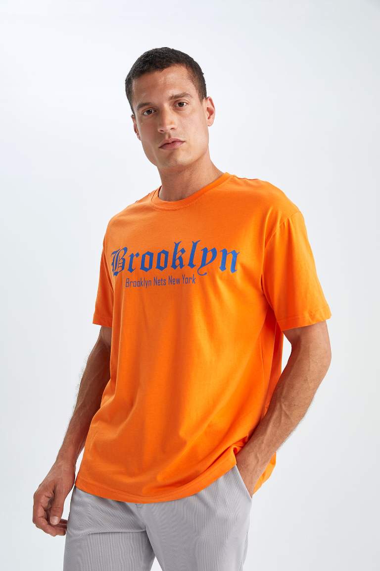 DeFactoFit NBA Brooklyn Nets Boxy Fit Sürdürülebilir %100 Pamuk Tişört