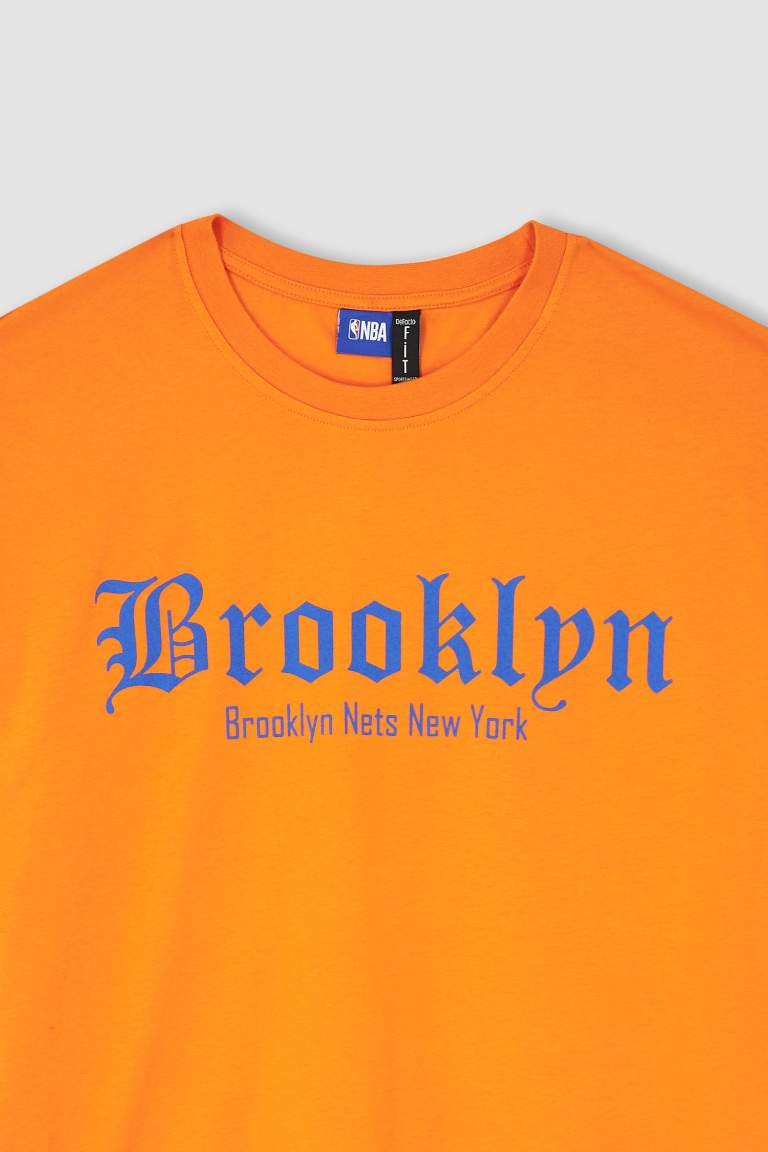DeFactoFit NBA Brooklyn Nets Boxy Fit Sürdürülebilir %100 Pamuk Tişört