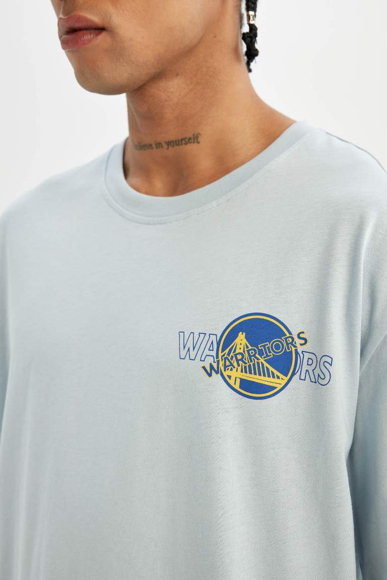 DeFactoFit NBA Golden State Warriors Boxy Fit Crew Neck T-Shirt