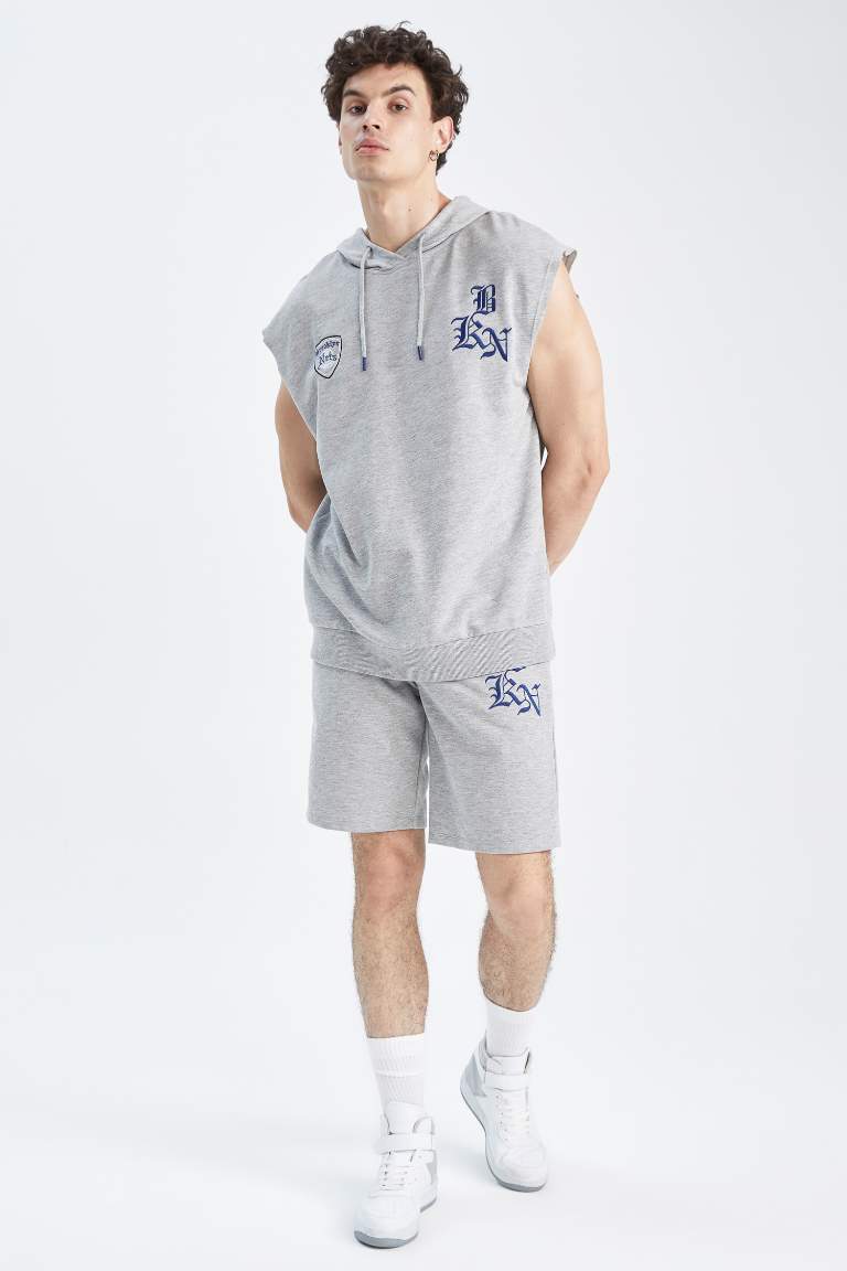 DeFactoFit NBA Brooklyn Nets Regular Fit Cepli %100 Pamuk Şort