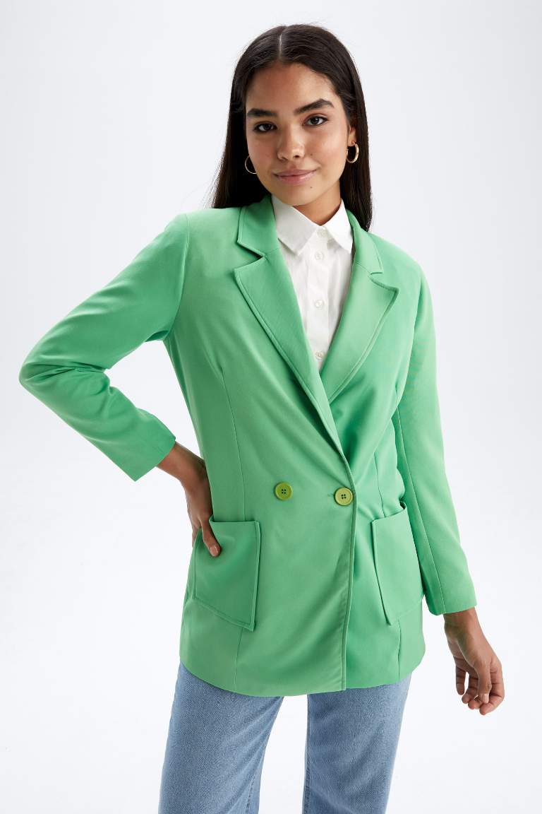 Oversize Fit Crepe Blazer