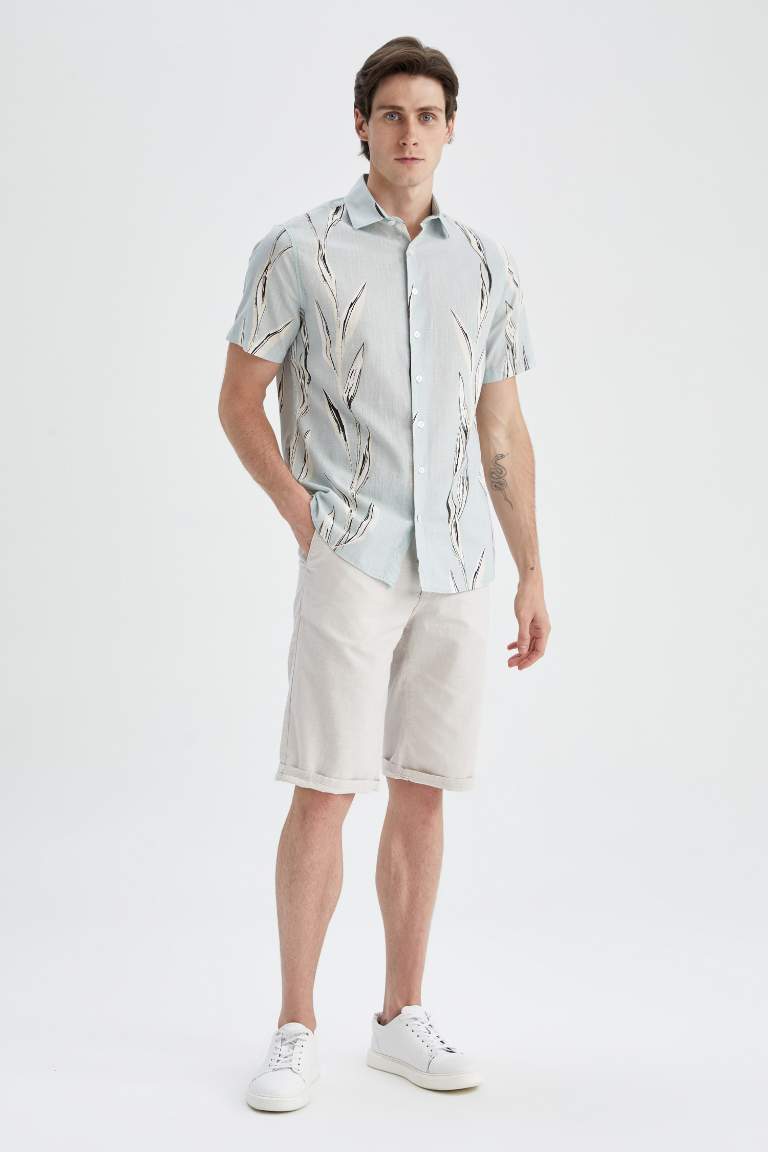 Modern Fit Polo Collar Printed Short Sleeve Shirt