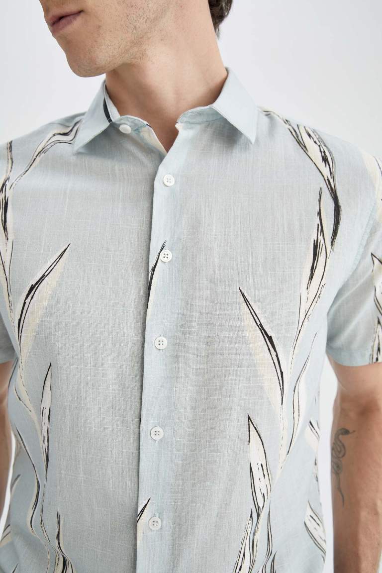 Modern Fit Polo Collar Printed Short Sleeve Shirt