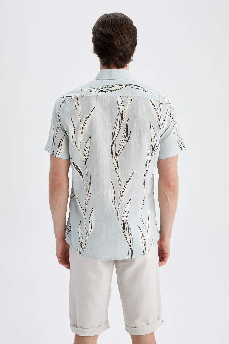 Modern Fit Polo Collar Printed Short Sleeve Shirt