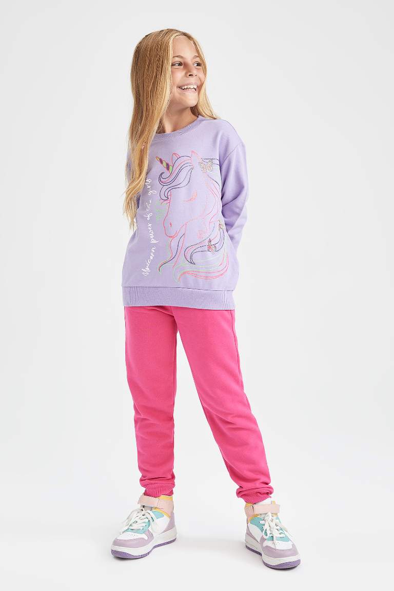 Kız Çocuk Bisiklet Yaka Sweatshirt