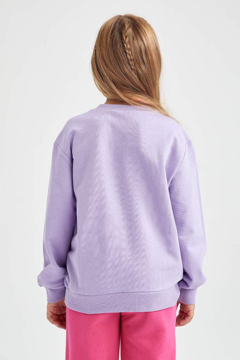 Kız Çocuk Bisiklet Yaka Sweatshirt