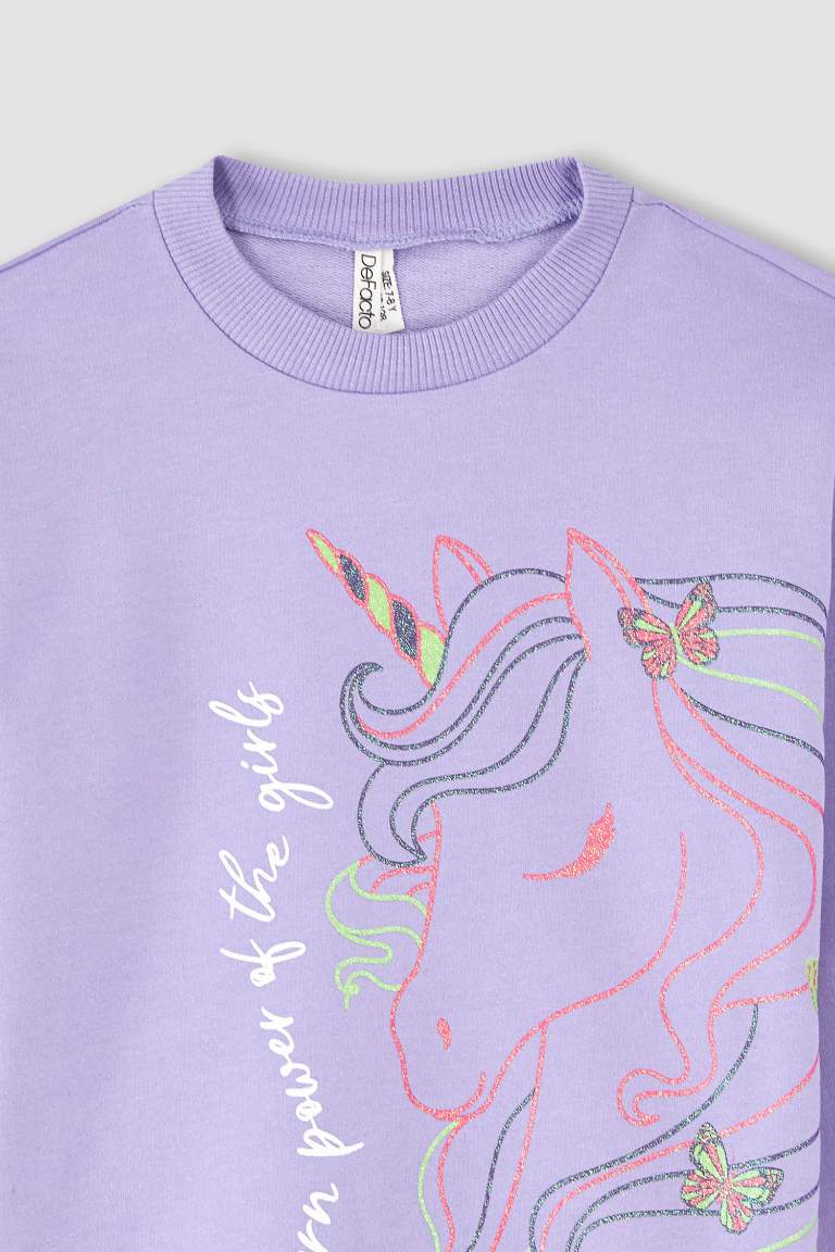 Kız Çocuk Bisiklet Yaka Sweatshirt