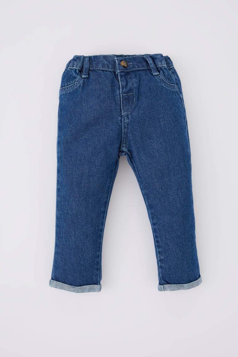 Kız Bebek Paça Ucu Katlamalı Jean Pantolon