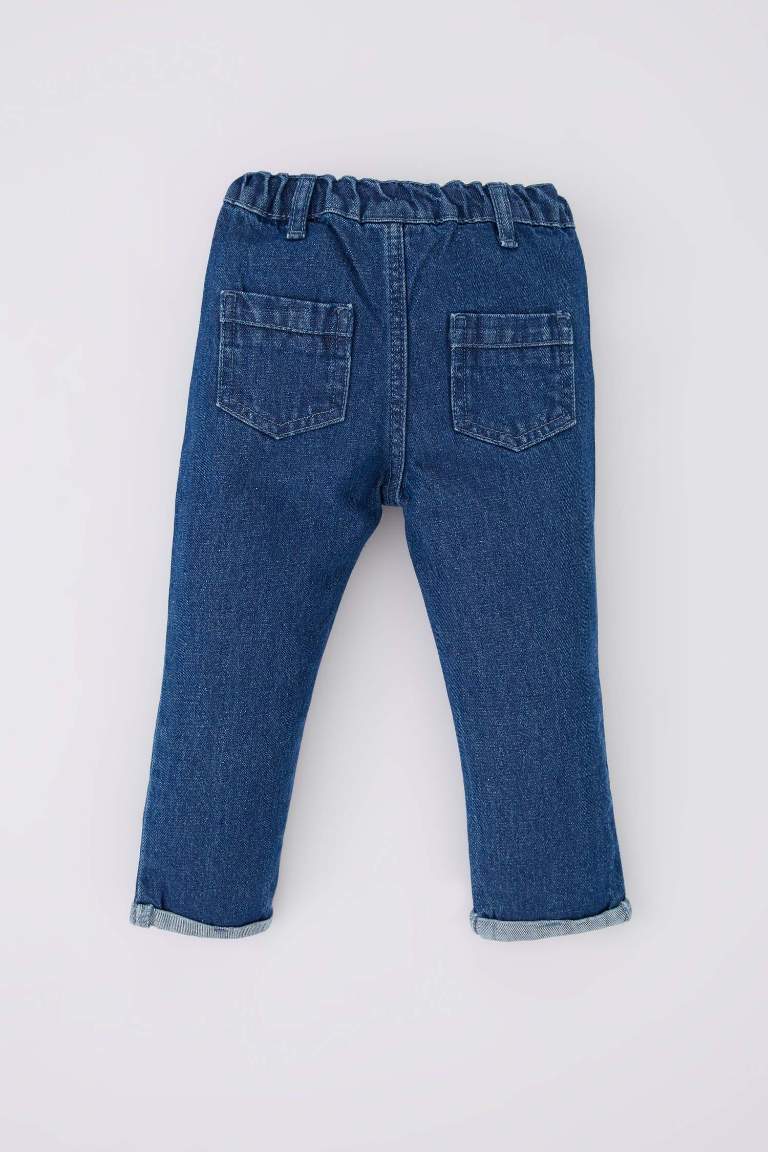 Kız Bebek Paça Ucu Katlamalı Jean Pantolon