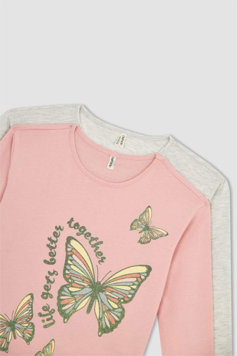 Қыздарға дөңгелек жаға ұзын жеңді 2 Ұзын жеңді футболка