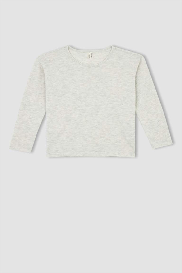 Қыздарға дөңгелек жаға ұзын жеңді 2 Ұзын жеңді футболка