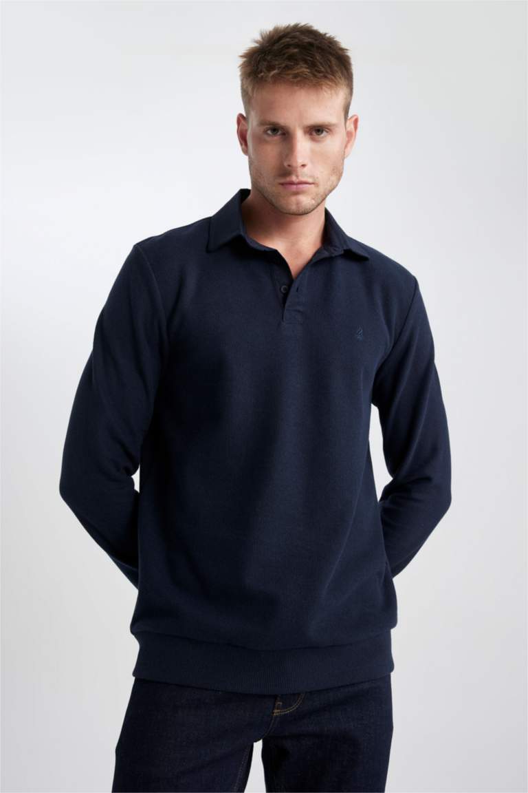 Regular Fit Polo Neck Sweatshirt
