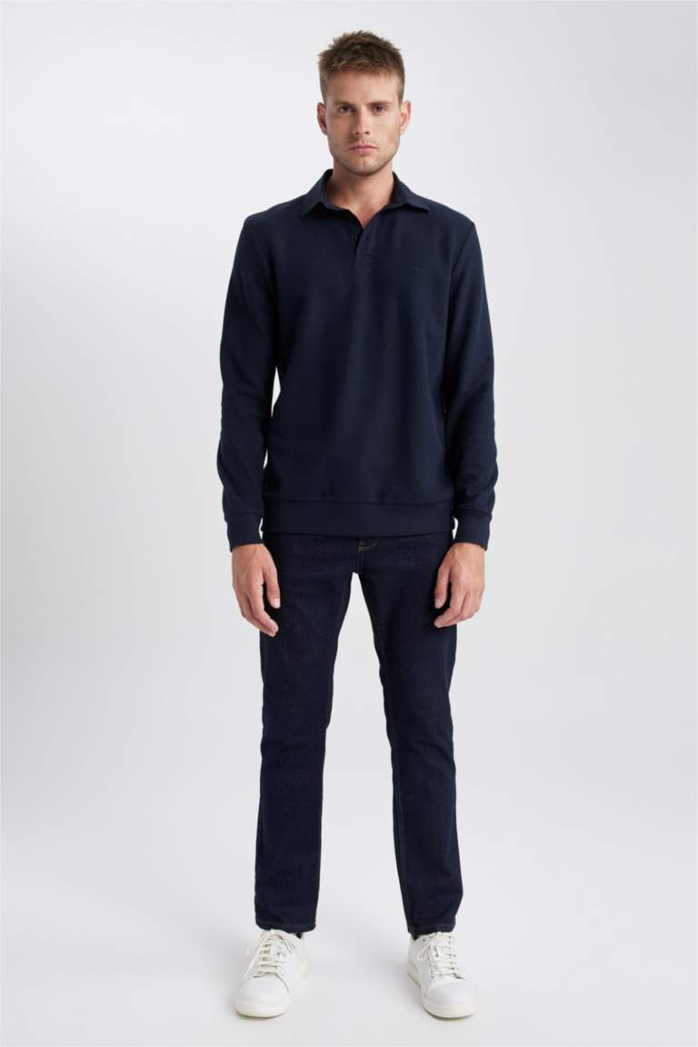 Regular Fit Polo Neck Sweatshirt