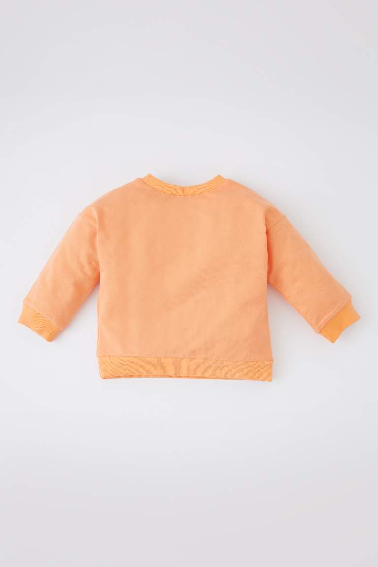 Erkek Bebek Baskılı Bisiklet Yaka İçi Yumuşak Tüylü Sweatshirt