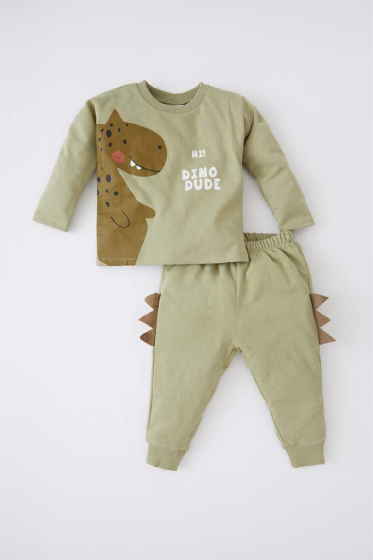 Baby Boy Regular Fit 3D Crew Neck Soft Hairy Sweatshirt Tracksuit Bottom Set