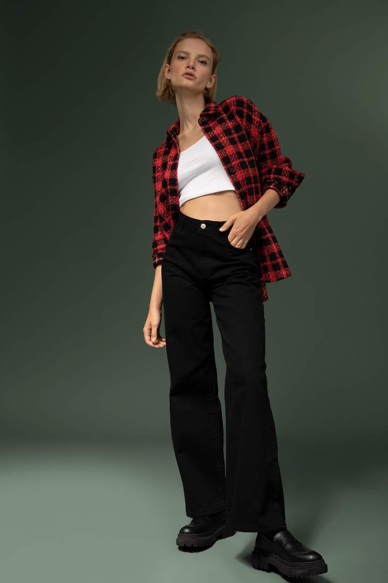 Oversize Fit Shirt Collar Long Sleeve Shirt
