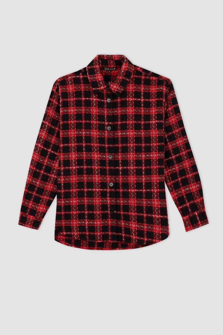 Oversize Fit Shirt Collar Long Sleeve Shirt