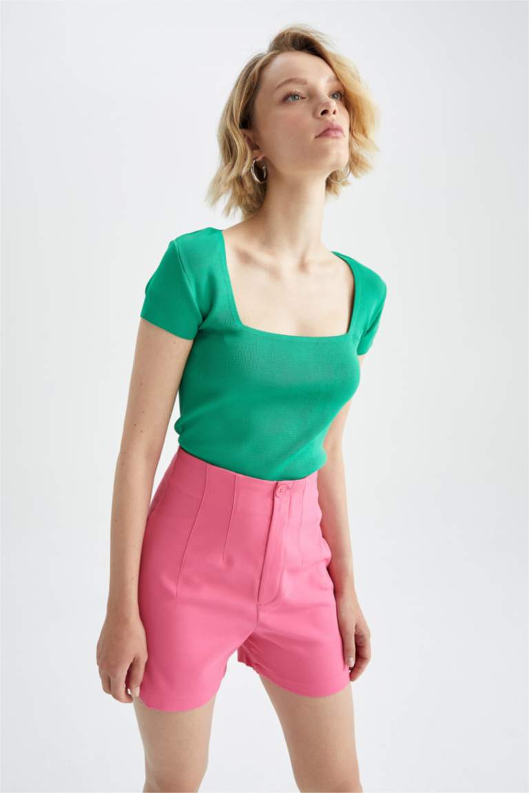 بلوز صوف نص ردن بياخة مستديرة