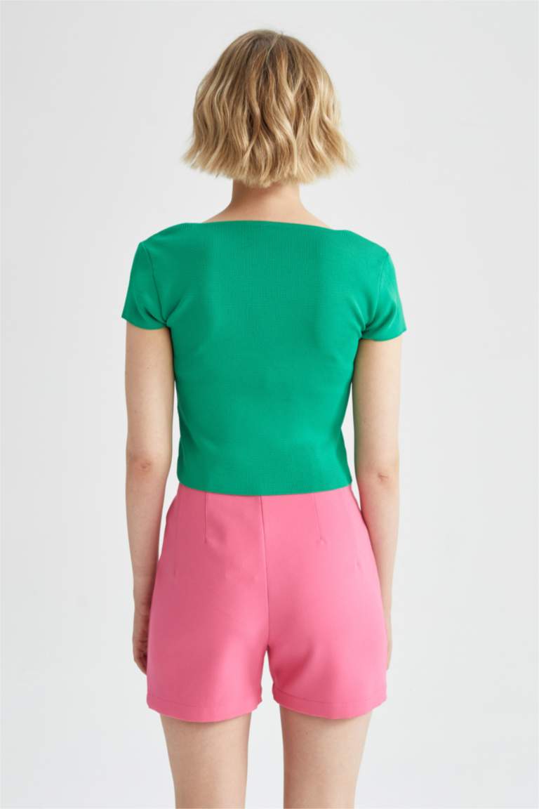 بلوز صوف نص ردن بياخة مستديرة