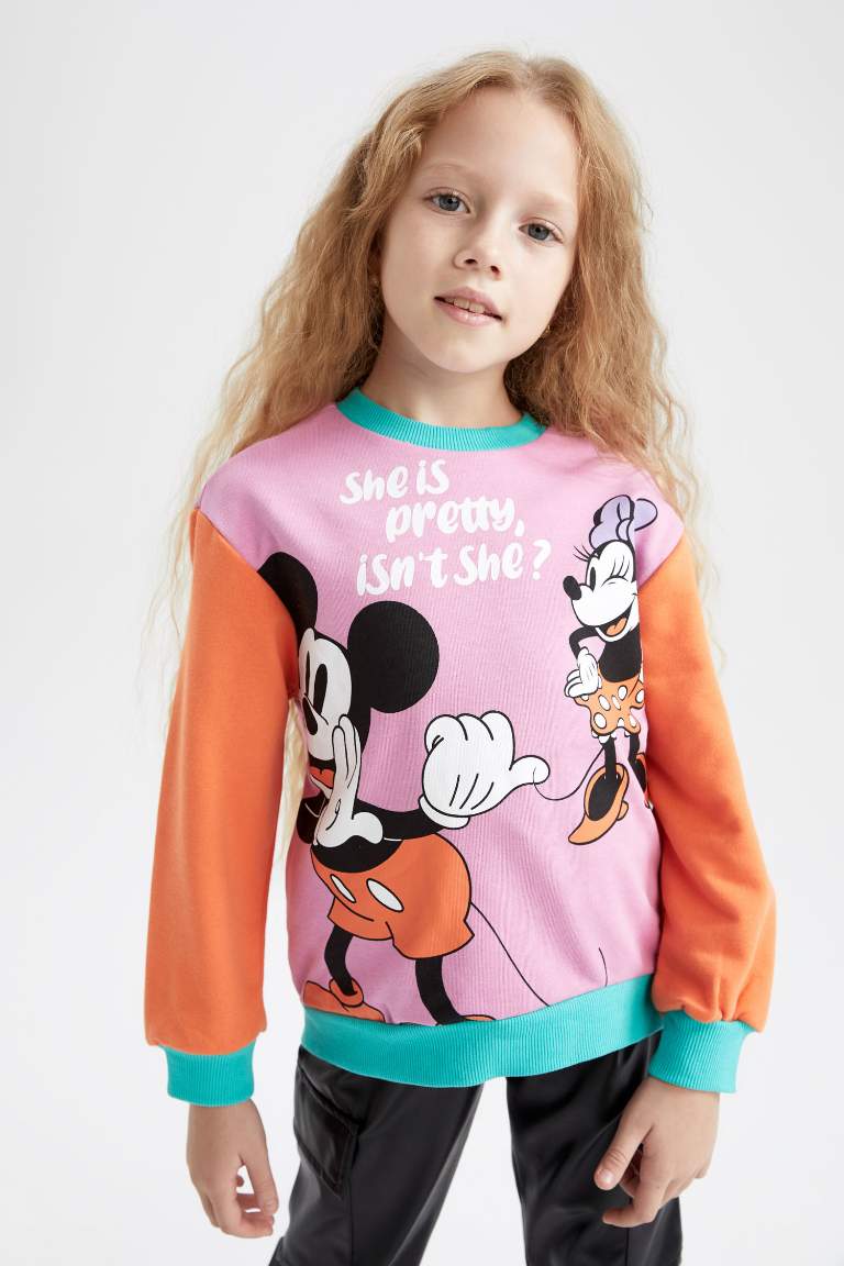 Қыздарға Disney Mickey & Minnie Лицензиялық релакс пішімі дөңгелек жаға Свитер