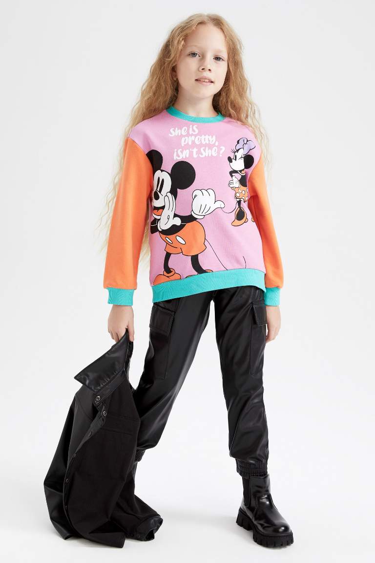 Қыздарға Disney Mickey & Minnie Лицензиялық релакс пішімі дөңгелек жаға Свитер