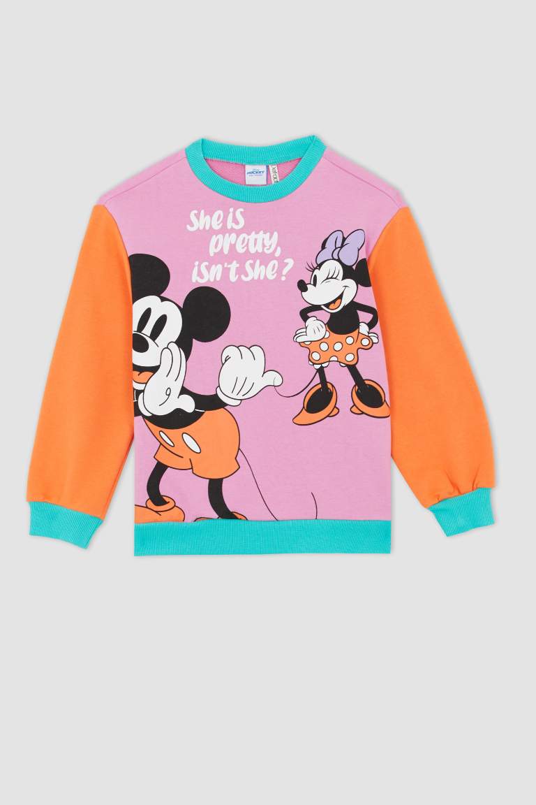 Қыздарға Disney Mickey & Minnie Лицензиялық релакс пішімі дөңгелек жаға Свитер