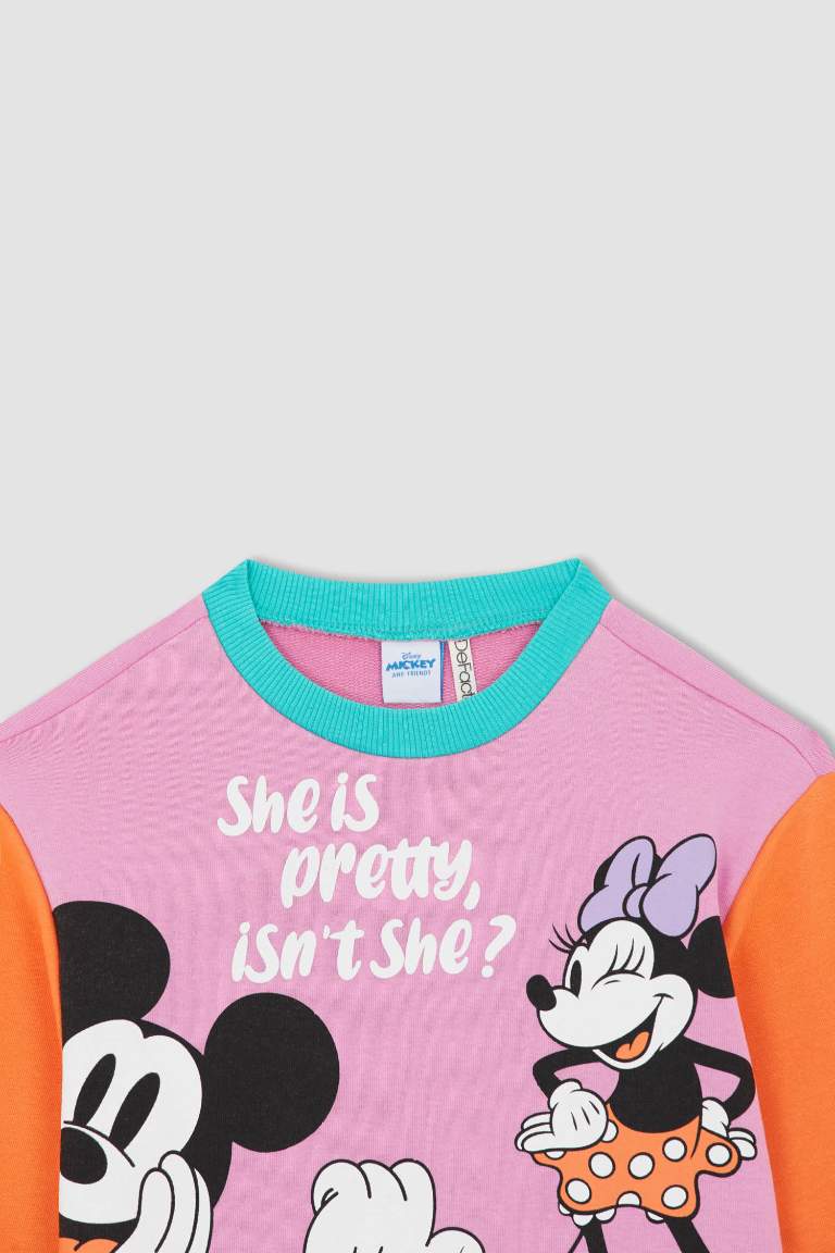Қыздарға Disney Mickey & Minnie Лицензиялық релакс пішімі дөңгелек жаға Свитер