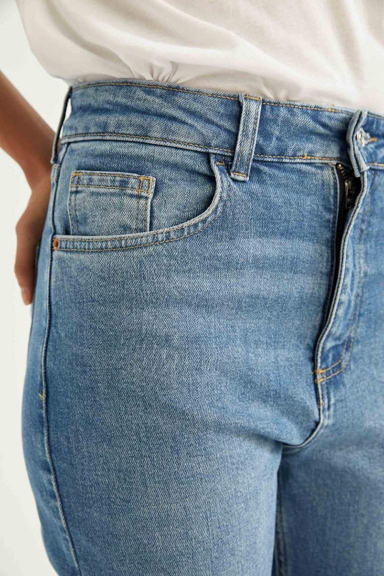 Mary Vintage Straight Fit Yüksek Bel Paça Ucu Kesik Bilek Boy Jean Pantolon