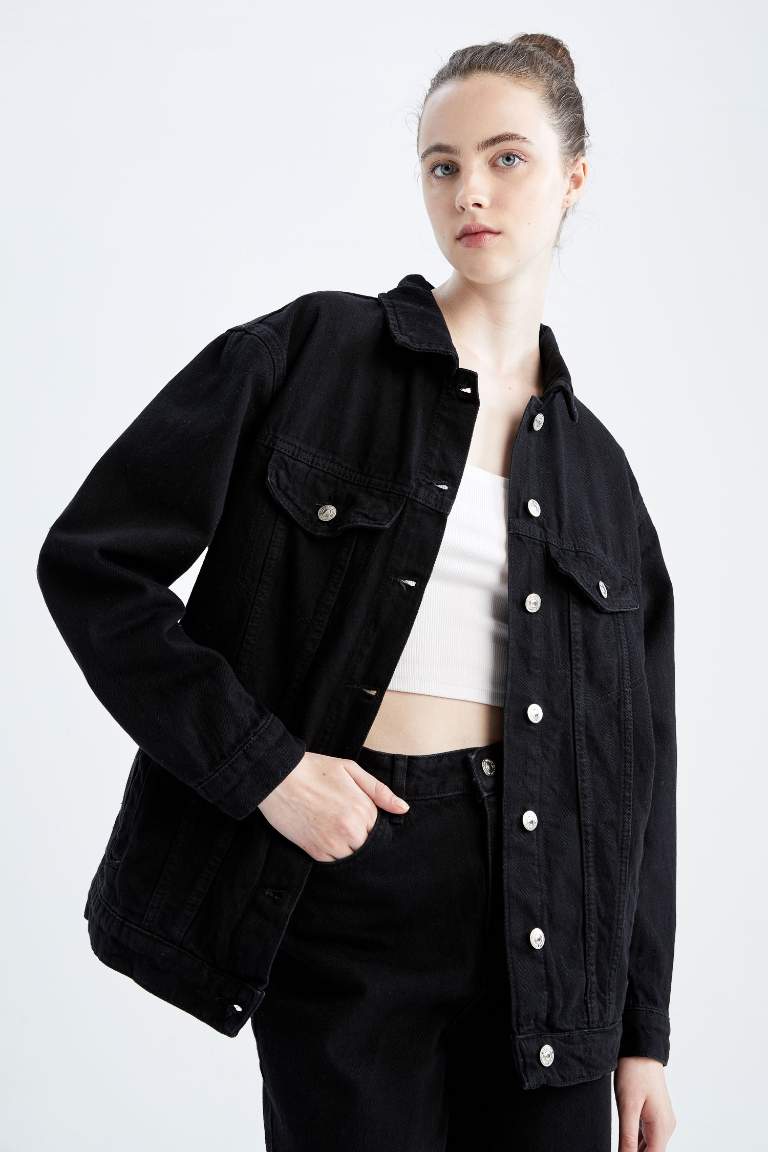 Oversize Fit Jean %100 Pamuk Ceket