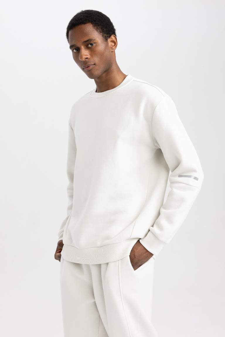 DeFactoFit Standard Fit Crew Neck Basic Thick Sweatshirt