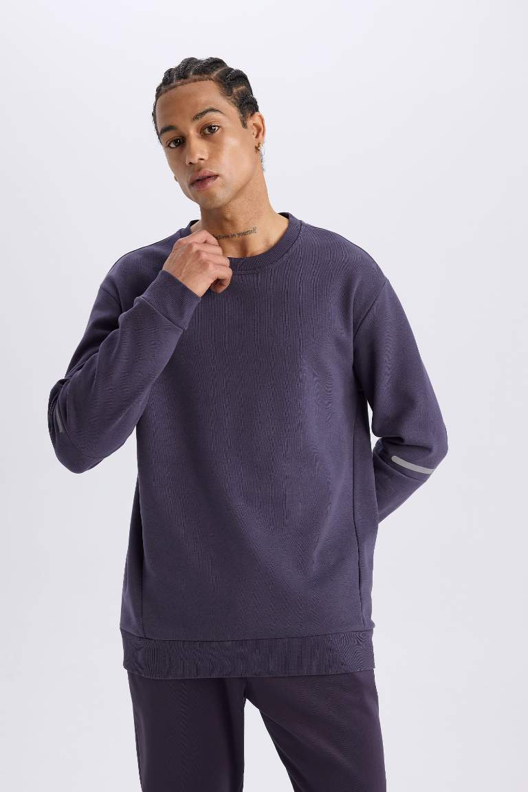 DeFactoFit Standart Fit Bisiklet Yaka Kalın Sporcu Sweatshirt