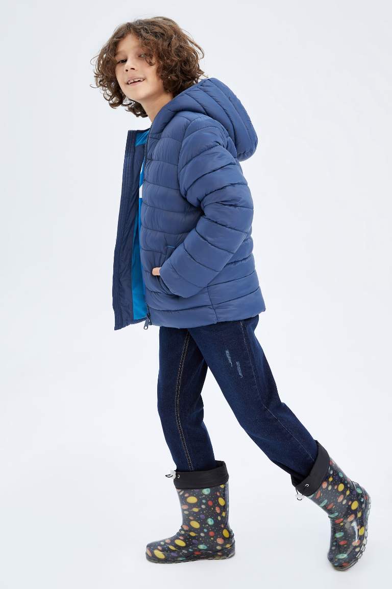 Boy Water Repellent Hooded Puffer Jacket