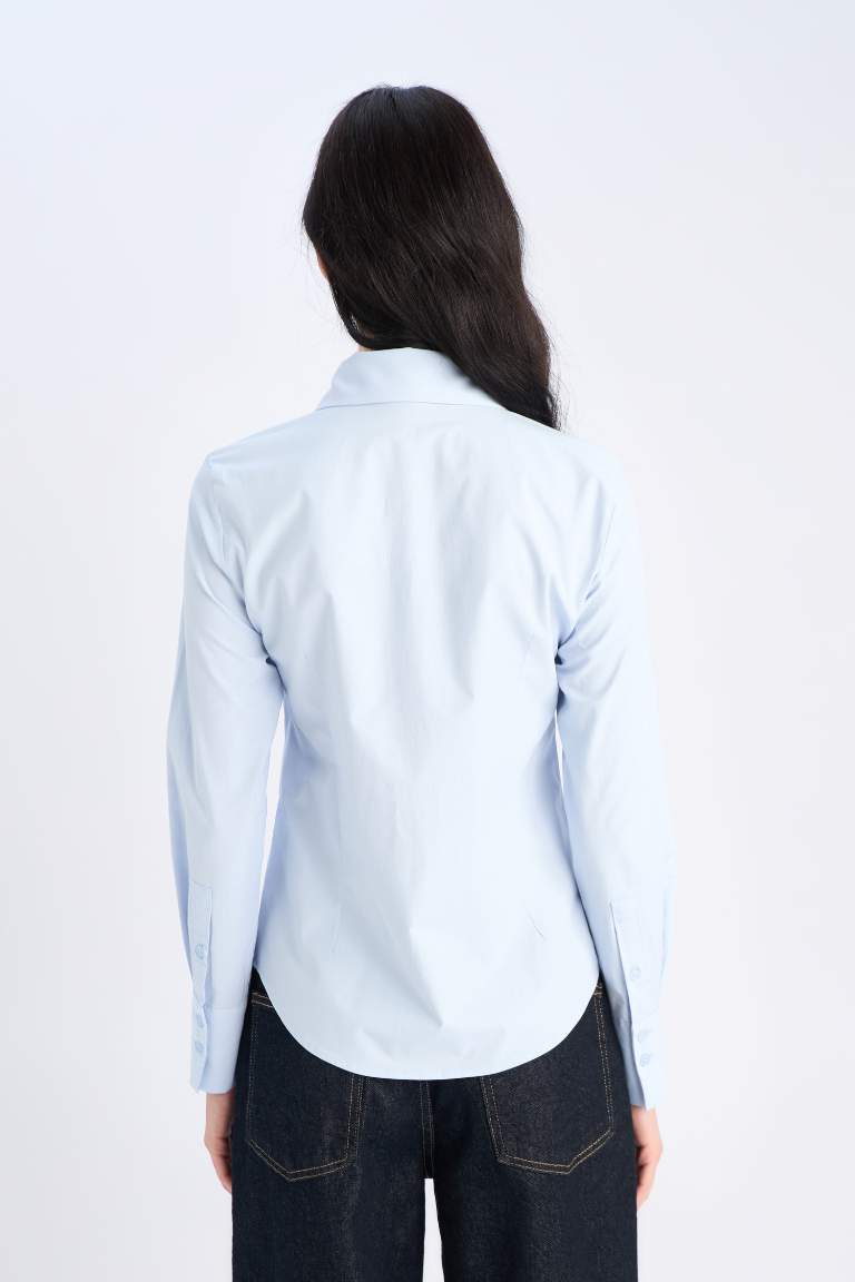 Fitted Basic Bengalin Long Sleeve Shirt