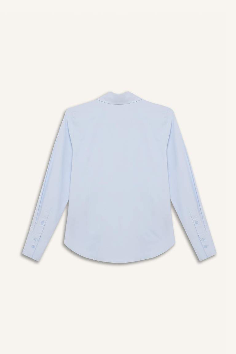 Fitted Basic Bengalin Long Sleeve Shirt