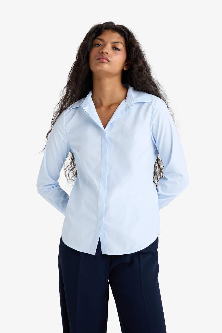 Slim Fit Shirt Collar Long Sleeve Shirt