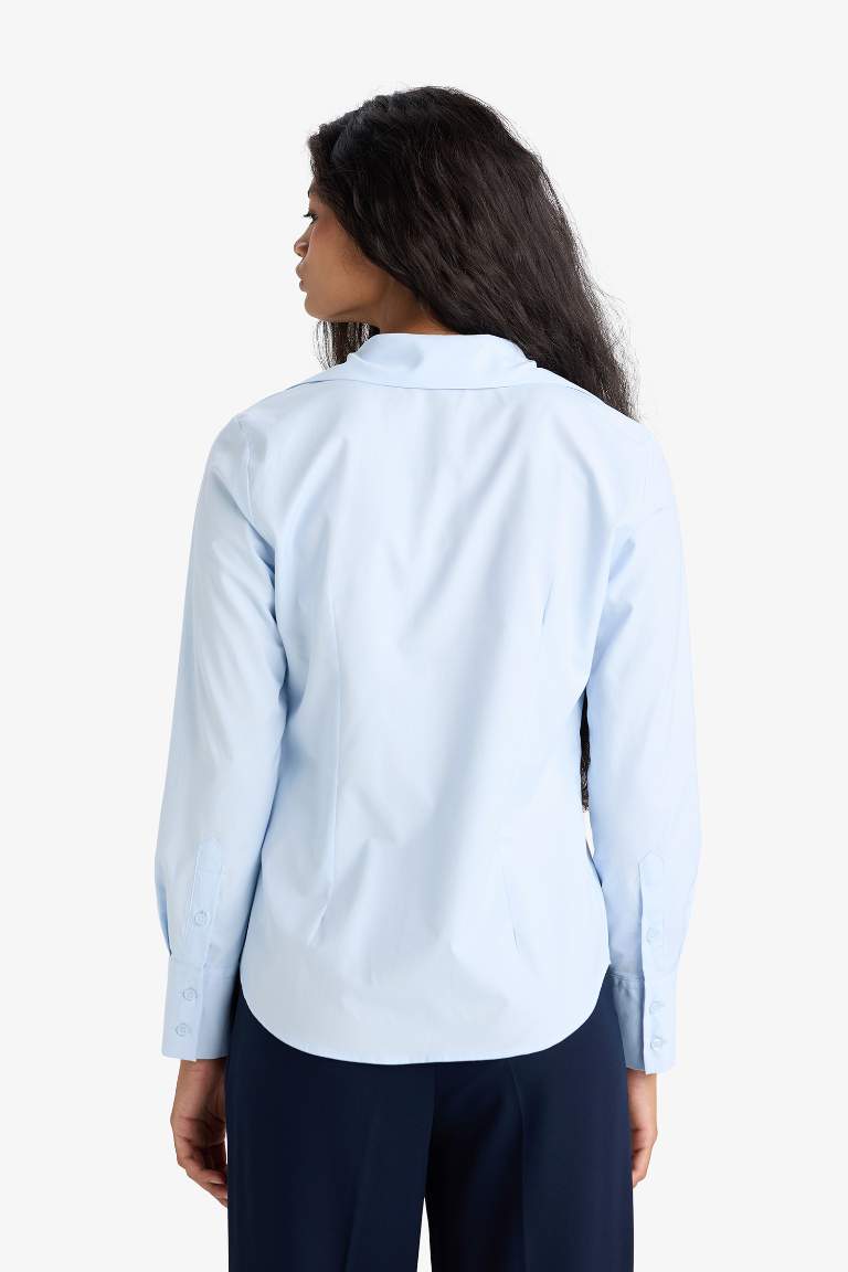 Slim Fit Shirt Collar Long Sleeve Shirt