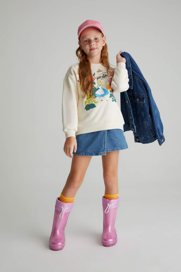 Girl Alice In Wonderland Crew Neck Sweatshirt