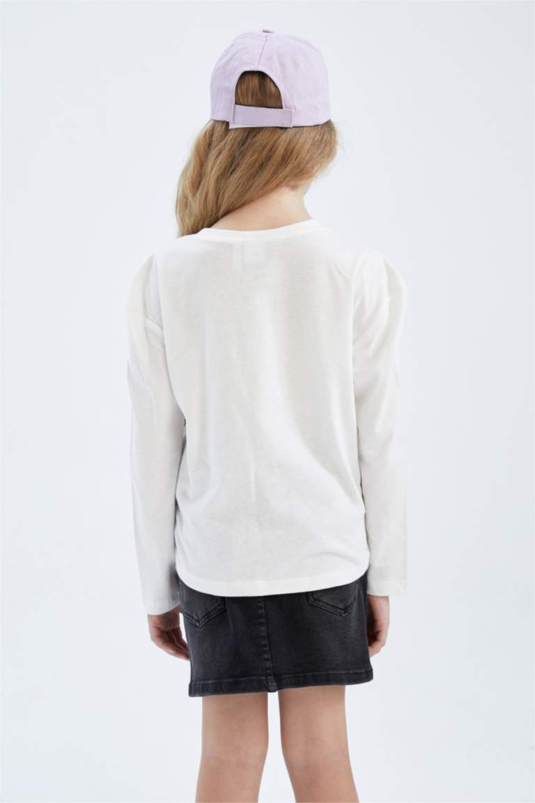 Қыздарға Disney Mickey & Minnie Лицензиялық дөңгелек жаға ұзын жеңді Ұзын жеңді футболка