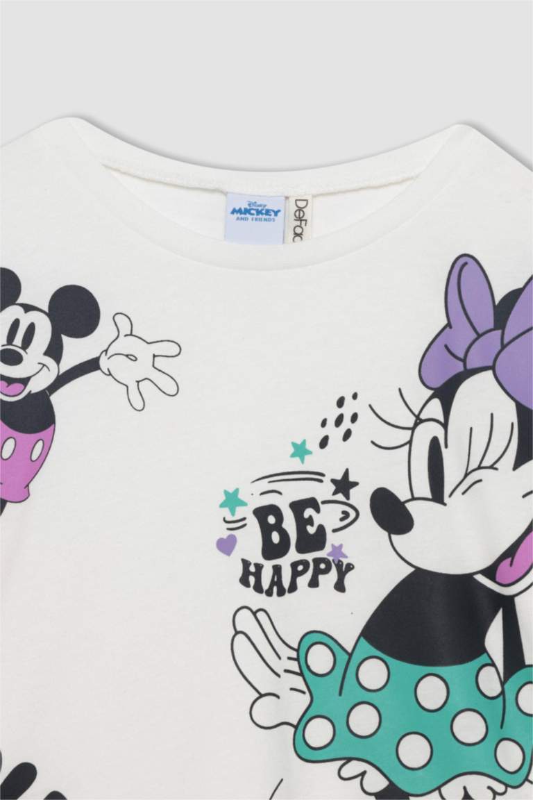 Қыздарға Disney Mickey & Minnie Лицензиялық дөңгелек жаға ұзын жеңді Ұзын жеңді футболка