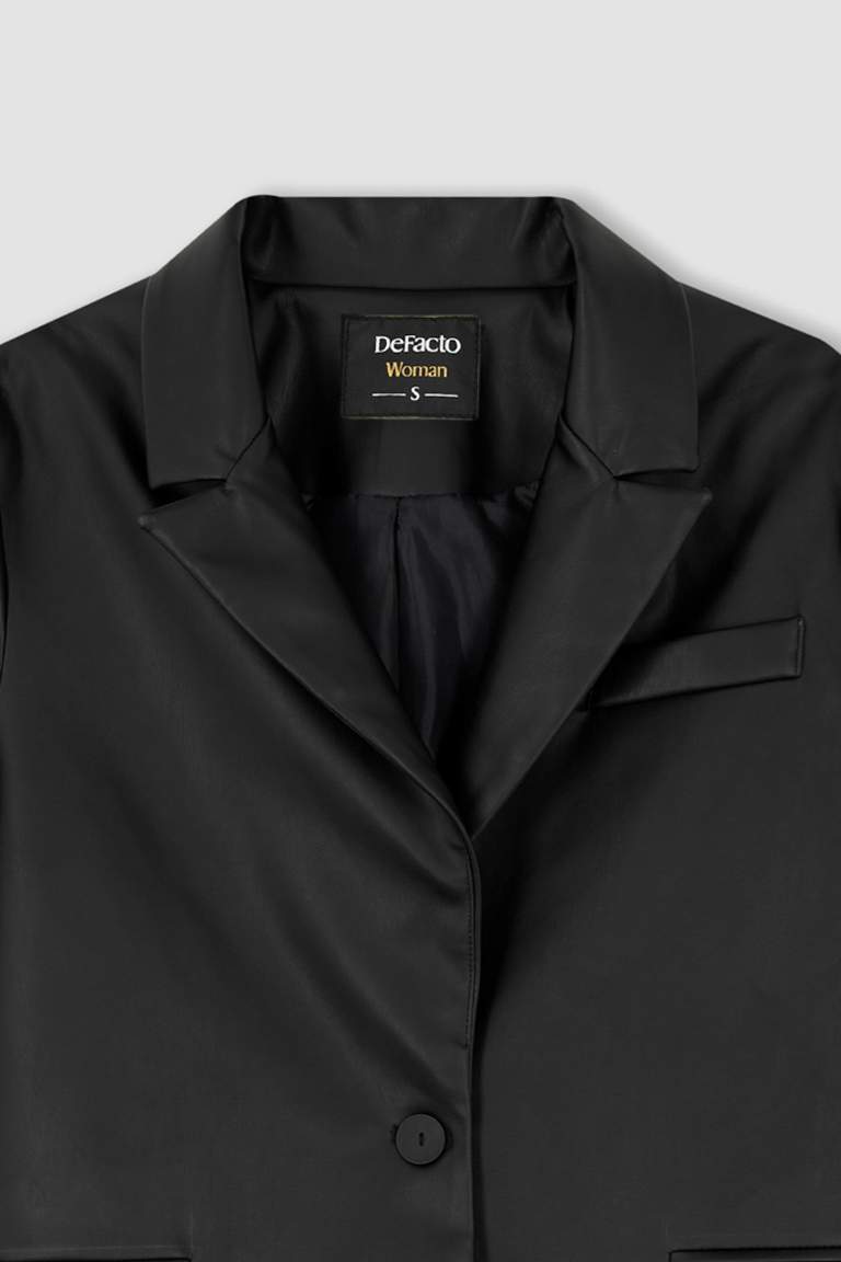 Regular Fit Suni Deri Blazer Ceket