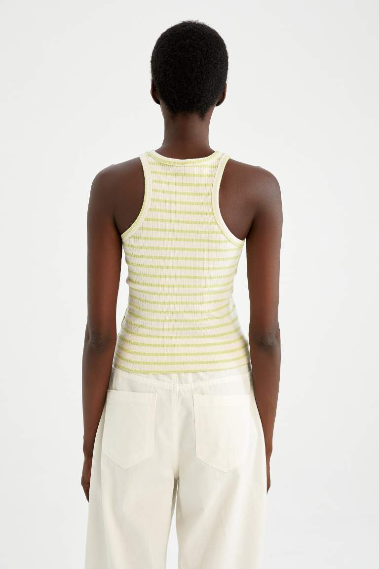 Slim Fit Halter Collar Ribbed Camisole Singlet