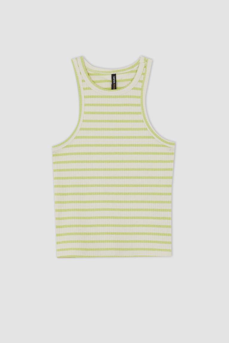 Slim Fit Halter Collar Ribbed Camisole Singlet