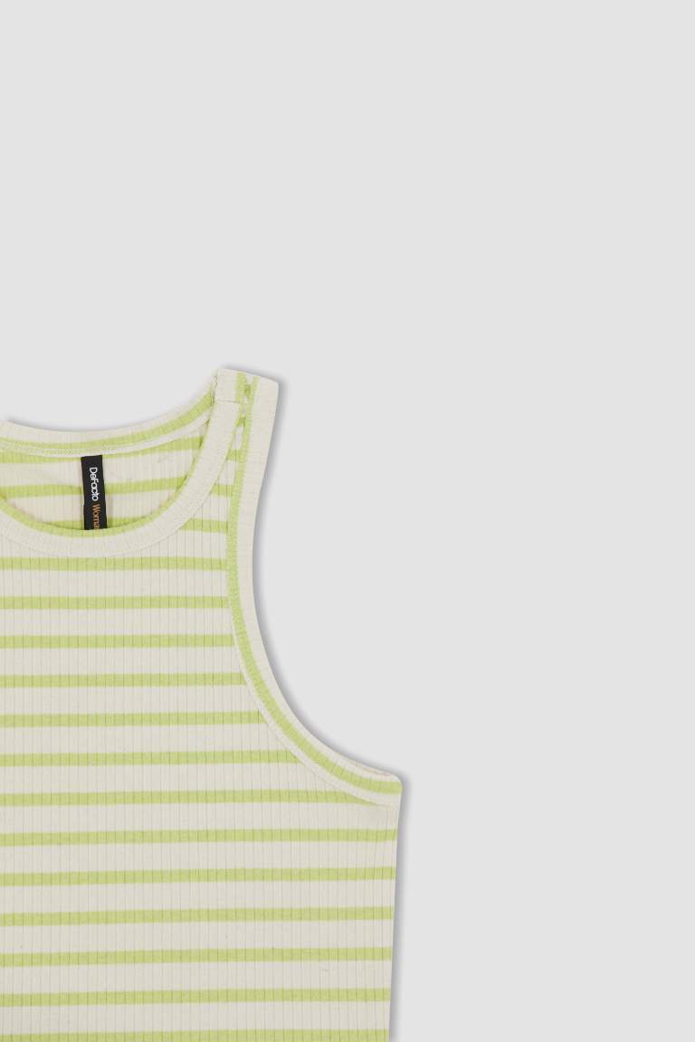 Slim Fit Halter Collar Ribbed Camisole Singlet