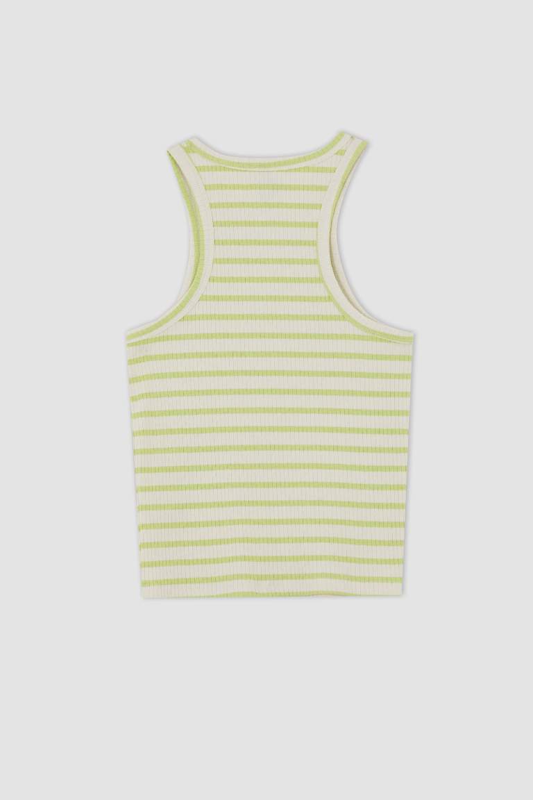 Slim Fit Halter Collar Ribbed Camisole Singlet