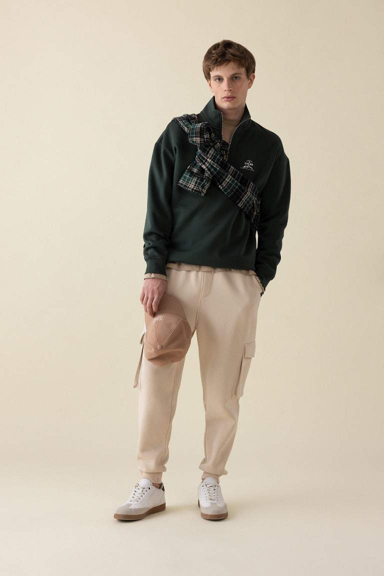 Cargo Pocket Waist Tied Elastic Leg Basic Jogger Sweatpants