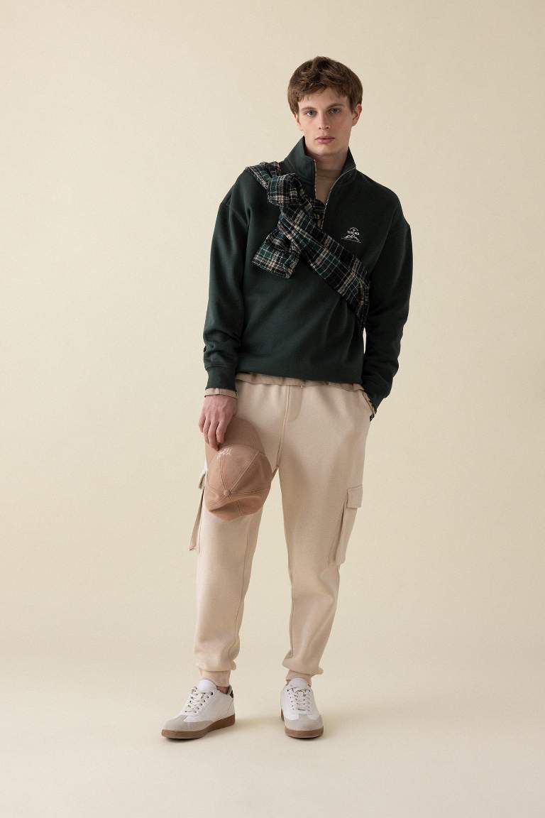 Regular Fit Jogger Eşofman Altı Kargo Cepli Basic Düz Beli Bağcıklı Lastikli Paça